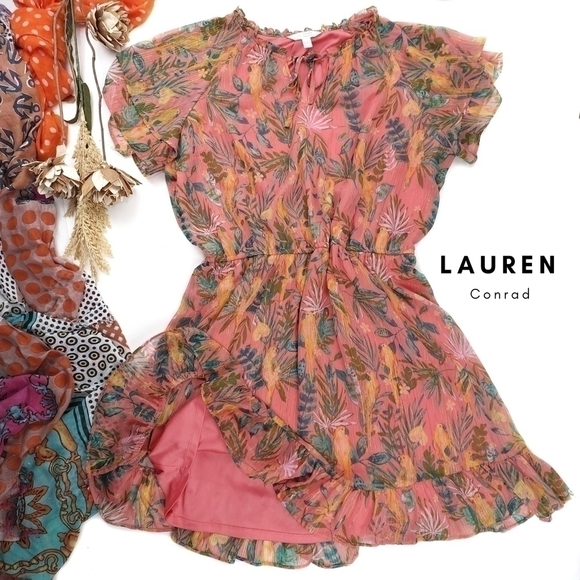 Lauren Conrad Mauve Floral Dress Sz XXL ❤️ - Picture 1 of 14